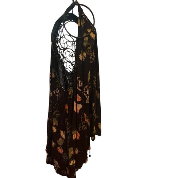 Free People Top S/P Black Floral Love Potion Linen Blend Lace Boho Fairy - Picture 7 of 9